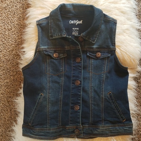 Cat Jack Denim Vest Size Xl 416 